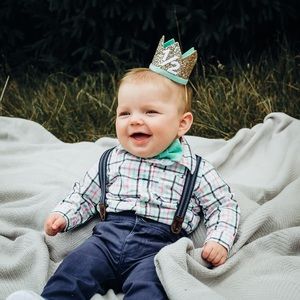 1/2 birthday crown and bow-tie/headband
